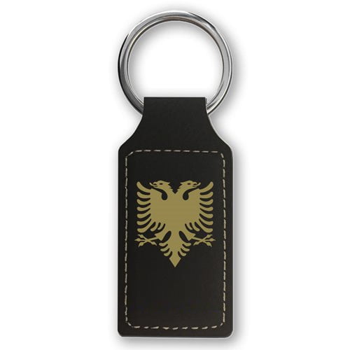 Leather Keyring Engraved Albania Flag Leather Keyring Engraved Albania Flag